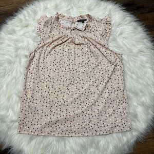 Adrianna Papel Light Pink Polka Dot Smocked Women’s Sleeveless Blouse Large